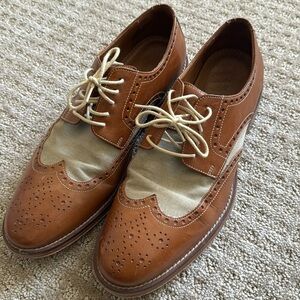 J. Murphy Wingtip Derby Dress Up Brown Leather Shoes size 8.5M